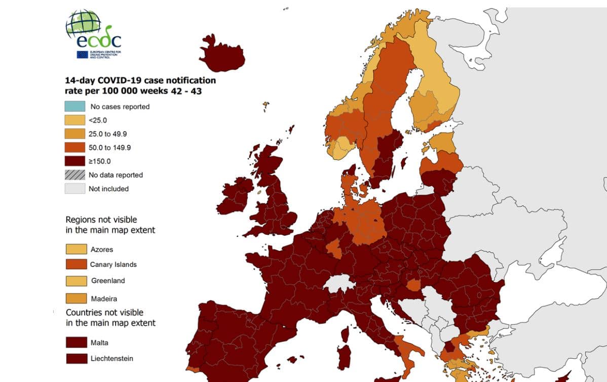 Hätkähdyttävä viruskartta: Lähes koko Eurooppa tummanpunaisena |  Verkkouutiset