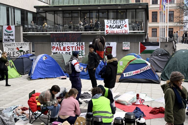 Students for Palestine -movement demonstrating outside the Helsinki University